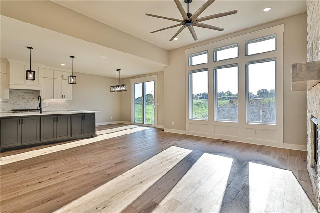 Open floor plan and concrete patio at 14014 Crawford Creek Circle, Lake Lotawana, MO 64034