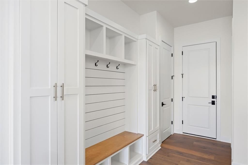 Wainscoting or board and batten, shiplap / paneling and mudroom built-ins at 17028 Rosehill Street, Overland Park, KS 66221
