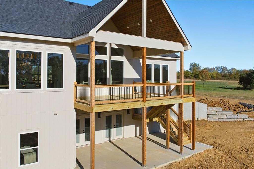 Big backyard and concrete patio at 18005 235th Street, Tonganoxie, KS 66086