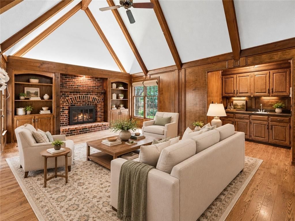 Tall ceilings, fireplace and open floor plan at 4965 Somerset Drive, Prairie Village, KS 66207