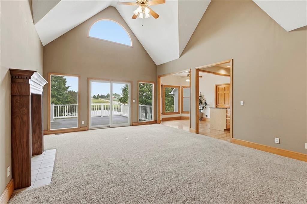 Tall ceilings, open floor plan and floor-to-ceiling windows at 3930 W 223 Street, Bucyrus, KS 66013
