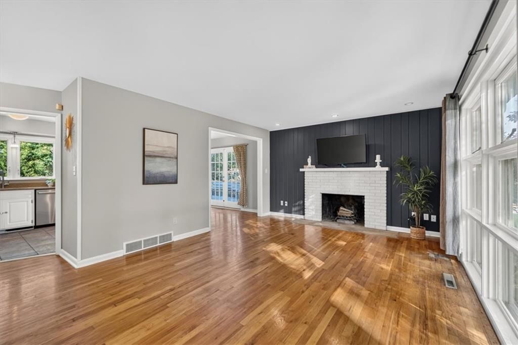 Fireplace and accent wall at 6324 Robin Hood Drive, Merriam, KS 66203