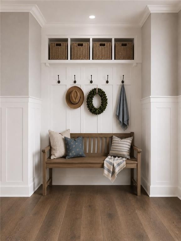 Wainscoting or board and batten, shiplap / paneling and mudroom built-ins at 17090 Smith Road, Smithville, MO 64089