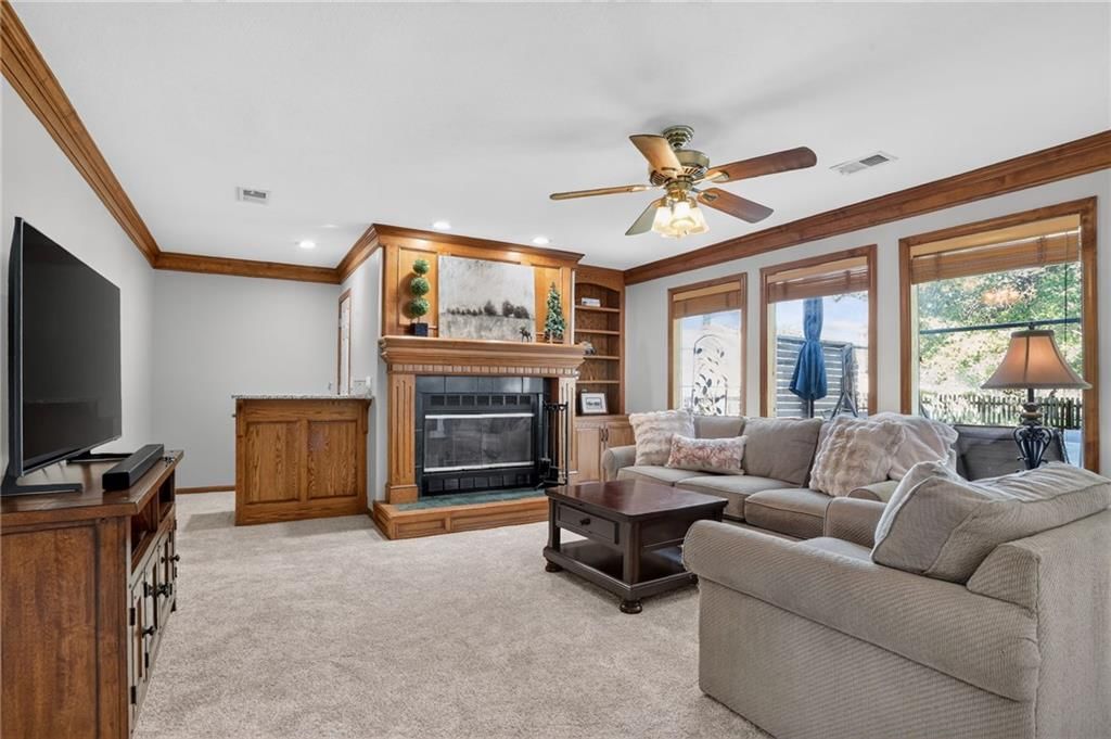 Finished basement and fireplace at 7608 NW 76th Place, Kansas City, MO 64152