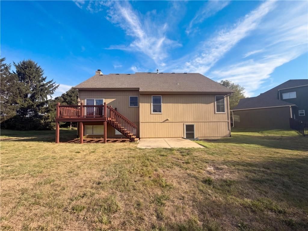 Deck and big backyard at 7825 W 143rd Place, Overland Park, KS 66223
