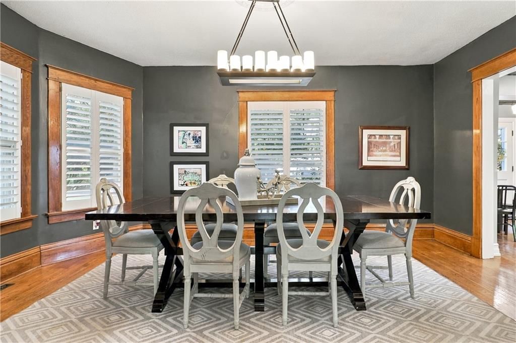 Open floor plan and statement lighting at 5532 Knox Avenue, Merriam, KS 66203
