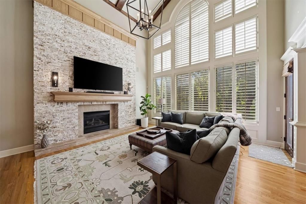 Fireplace and stone fireplace at 14204 Bluejacket Street, Overland Park, KS 66221