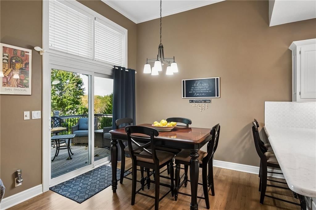 Statement lighting and breakfast nook at 20405 W 98th Court, Lenexa, KS 66220