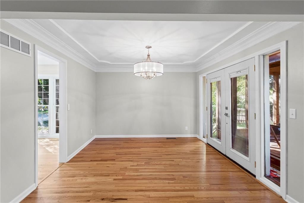 Statement lighting and tray ceiling at 11278 Hemlock Street, Overland Park, KS 66210