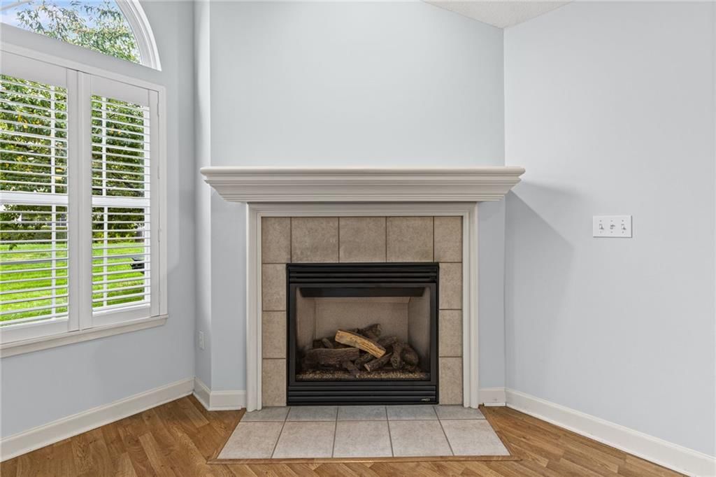 Tile fireplace at 7110 Hedge Lane Terrace, Shawnee, KS 66227