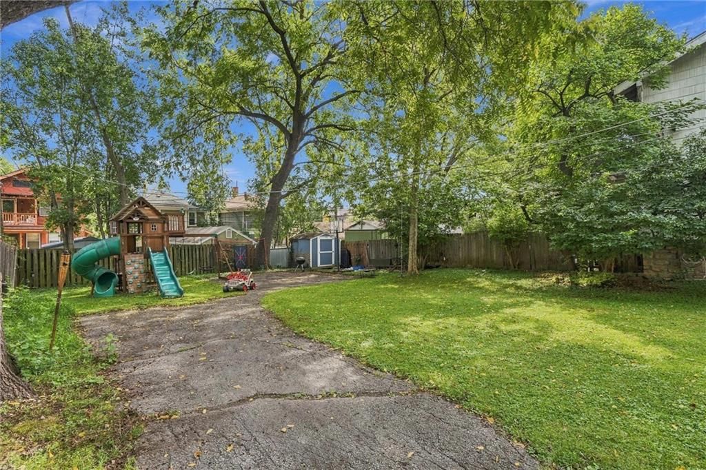 Big backyard and fenced yard at 5127 Walnut Street, Kansas City, MO 64112