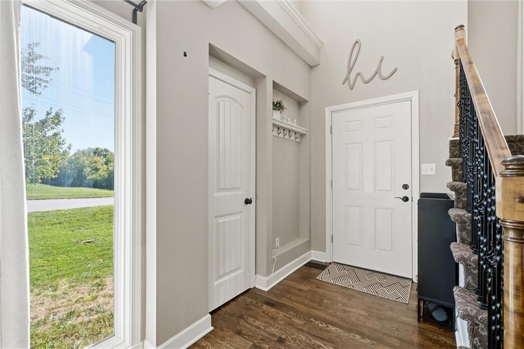 Mudroom built-ins and white trim at 16917 Cross Creek Drive, Belton, MO 64012