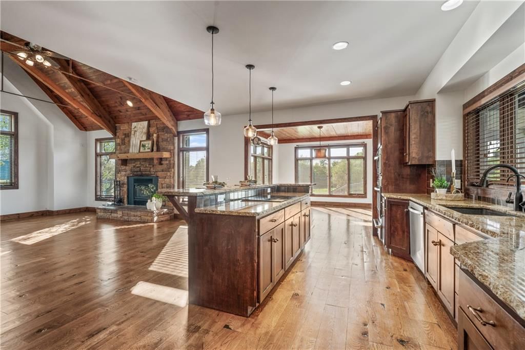 Tall ceilings, fireplace and open floor plan at 20540 Pflumm Road, Bucyrus, KS 66013