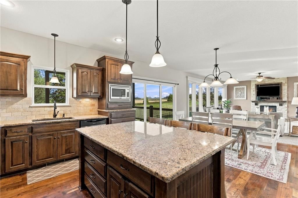 Statement lighting, walk-in pantry and breakfast nook at 17700 NW 130th Terrace, Platte City, MO 64079