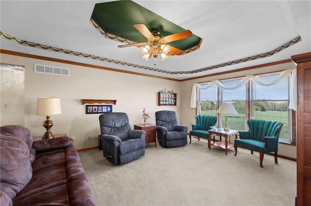 Open floor plan and tray ceiling at 39824 W 391st Street, Lane, KS 66042