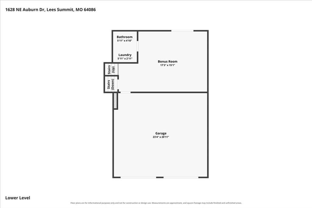 Bonus room at 1628 NE AUBURN Drive, Lee's Summit, MO 64086