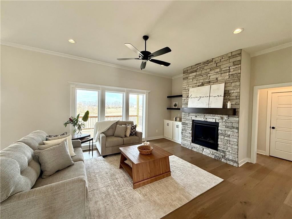Fireplace and stone fireplace at 9913 N Manning Avenue, Kansas City, MO 64157