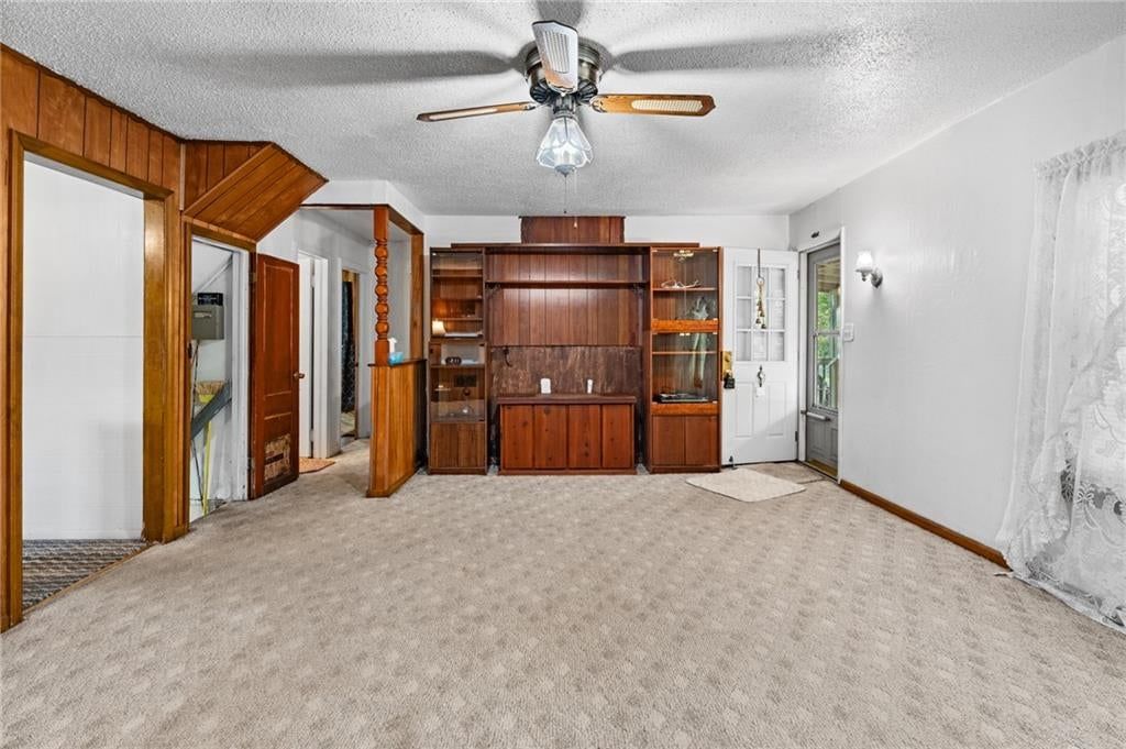 Shiplap / paneling and carpet at 8648 E 27th Street, Kansas City, MO 64129