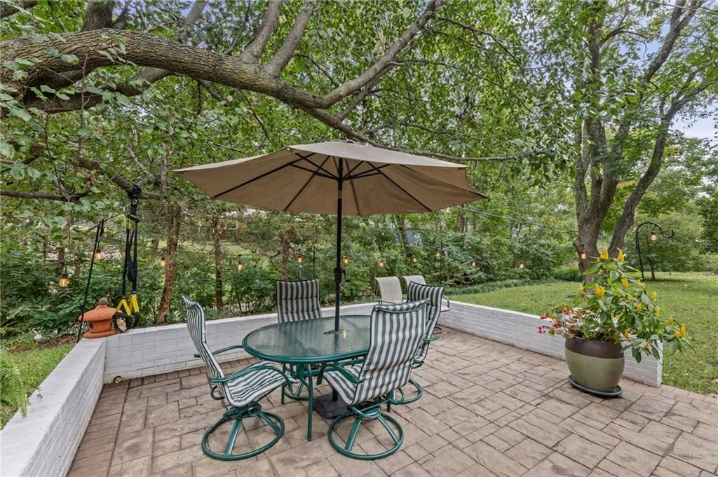 Big backyard, paver patio and covered patio at 6527 Maple Drive, Mission, KS 66202