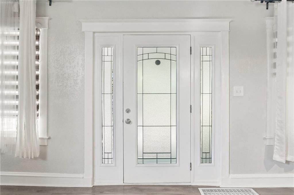 Black hardware and white trim at 2955 E 29th Street, Kansas City, MO 64128