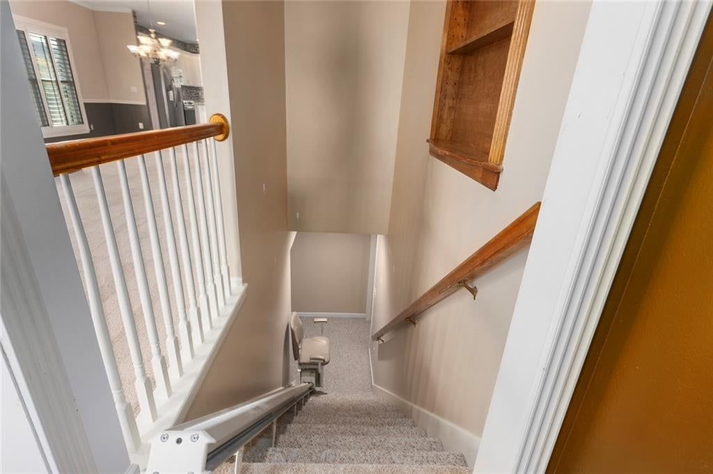 Staircase and wood stair railing at 12133 S Valley Road, Olathe, KS 66061