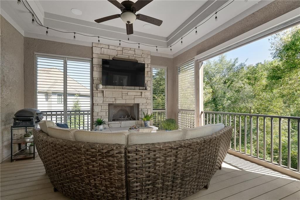 Outdoor fireplace at 2181 W 89th Place, Leawood, KS 66206