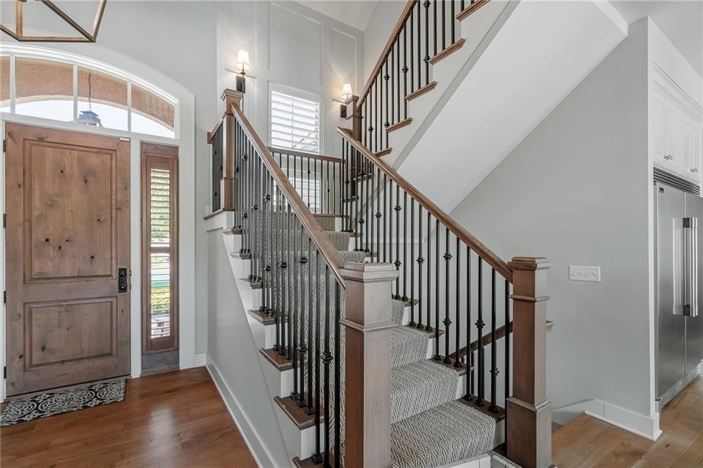 Iron stair railing at 2181 W 89th Place, Leawood, KS 66206