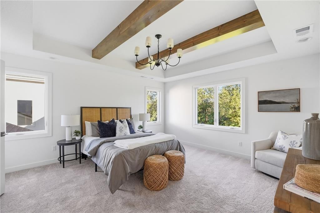 Tray ceiling, ceiling beams and carpet at 18330 W 195th Street, Spring Hill, KS 66083