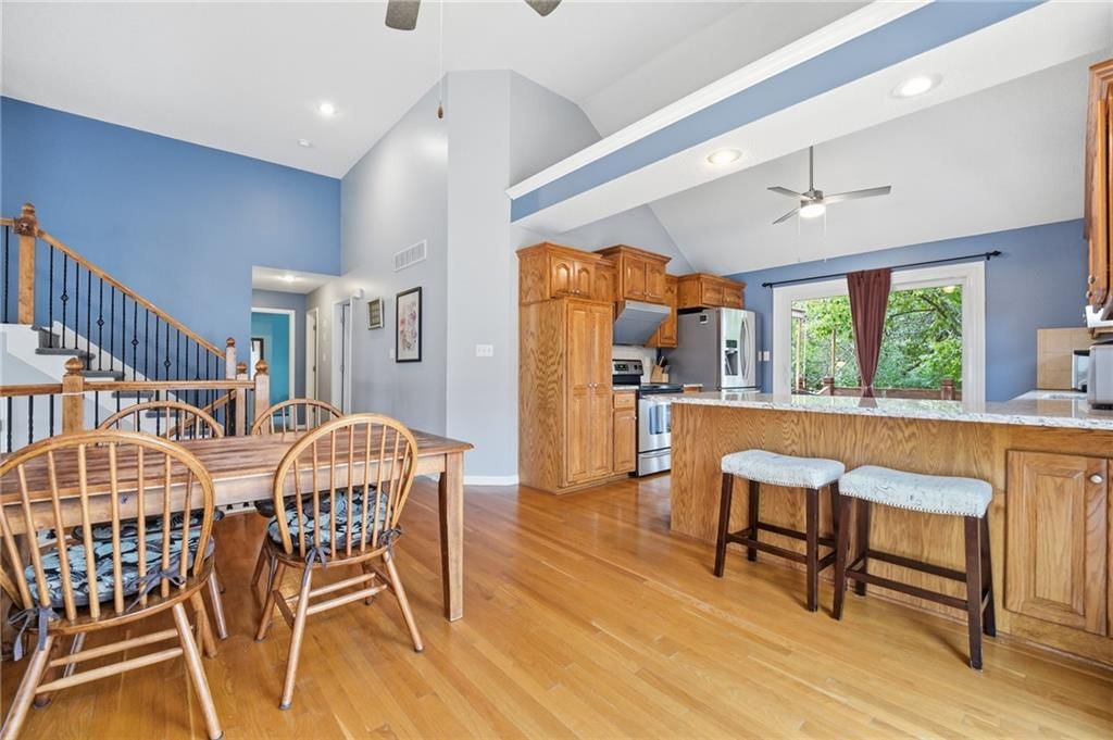 Kitchen island and recessed lighting at 2252 SW Morris Drive, Lee's Summit, MO 64082