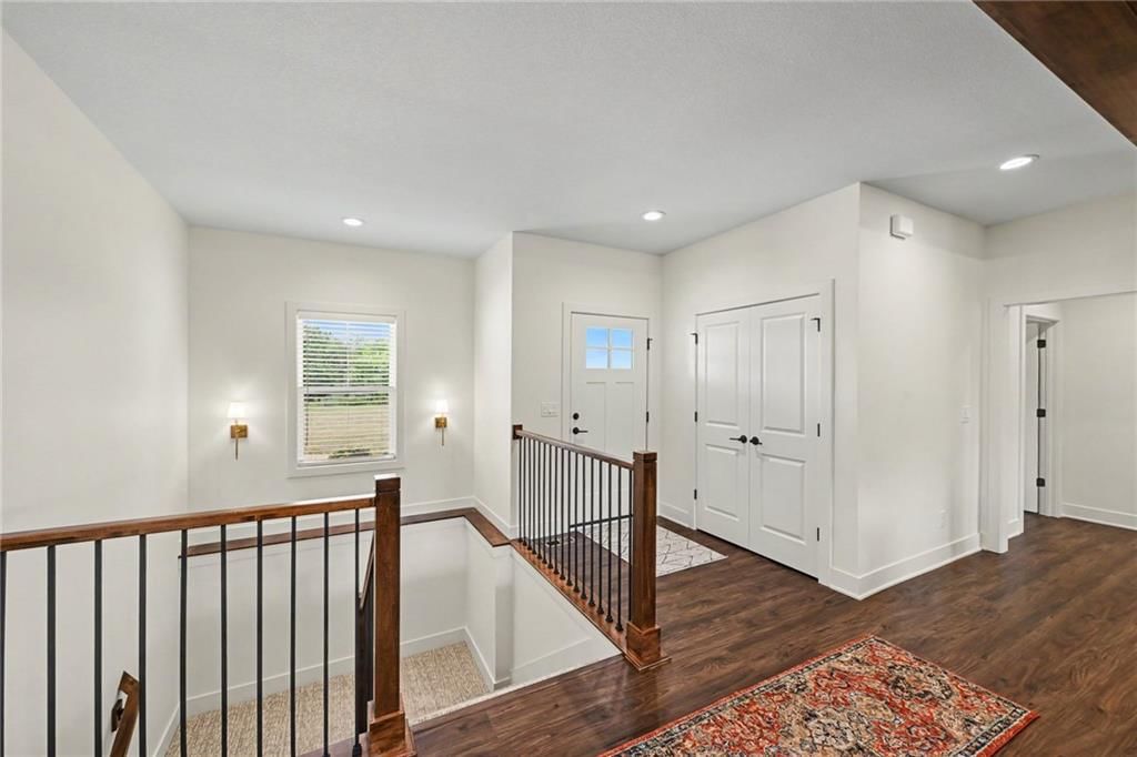 Hardwood floors, recessed lighting and staircase at 19920 NE F Highway, Smithville, MO 64089
