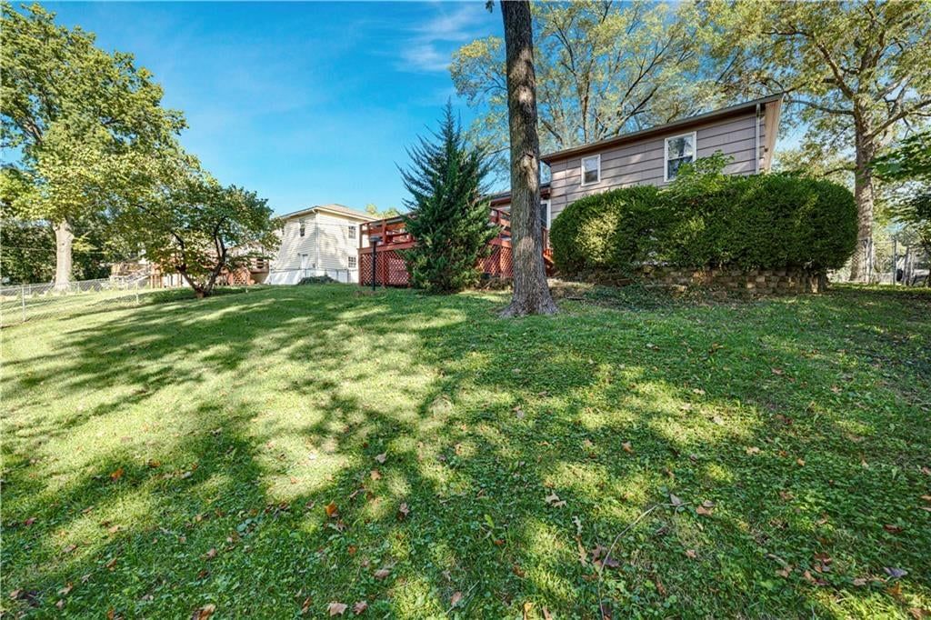 Big backyard and flat lot at 10130 Horton Drive, Overland Park, KS 66207