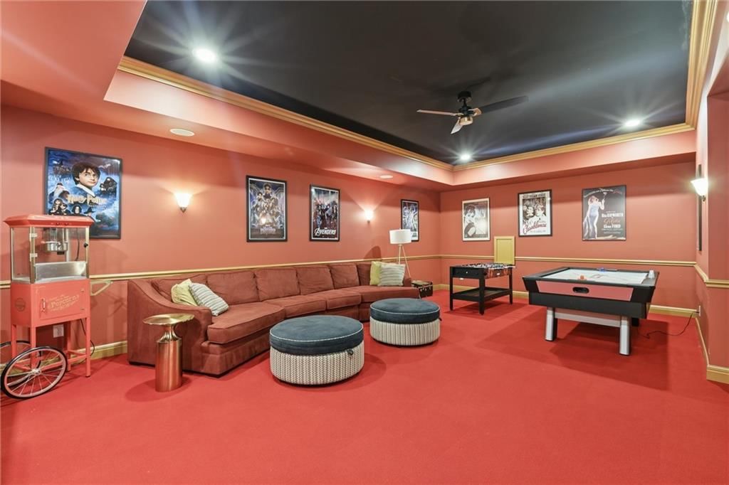 Finished basement and home theater at 43 L Street, Lake Lotawana, MO 64086