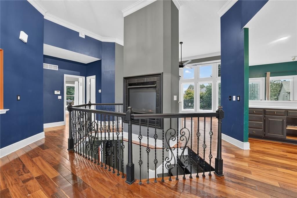 Tall ceilings, fireplace and two-story living room at 413 Shannon Avenue, Smithville, MO 64089