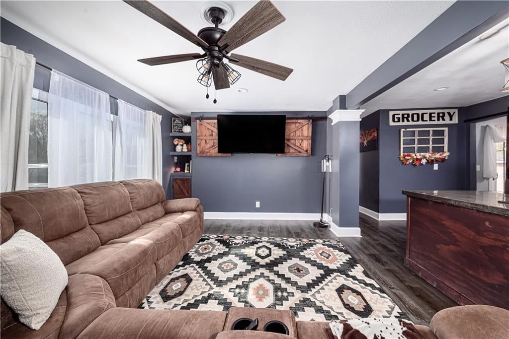 Finished basement, statement lighting and built-ins at 102 W Kansas Avenue, Lansing, KS 66048