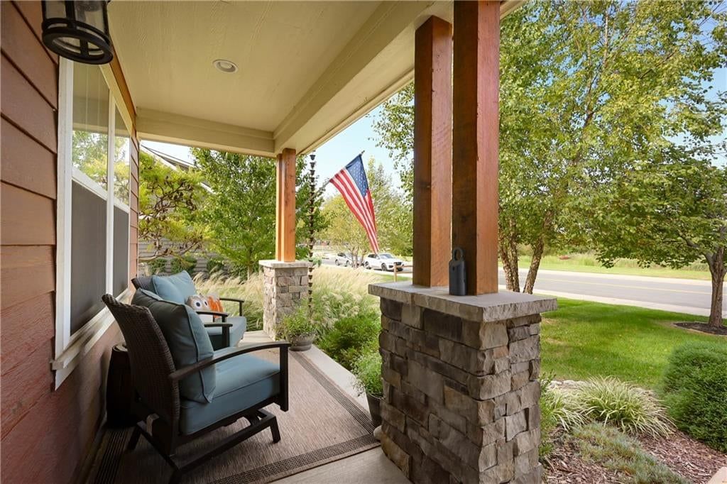 Covered front porch at 3317 SW Longview Road, Lee's Summit, MO 64081