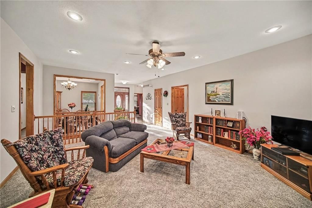 Open floor plan, recessed lighting and staircase at 12554 Prestwick Lane, Kansas City, KS 66109