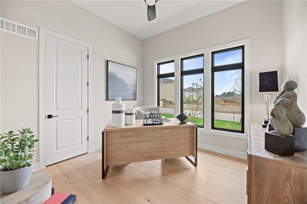 Home office, black window frames and black hardware at 17605 Carter Street, Overland Park, KS 66221