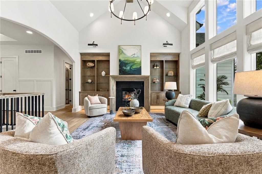 Coffered ceiling, built-ins and white walls at 4905 W 71st Street, Prairie Village, KS 66208